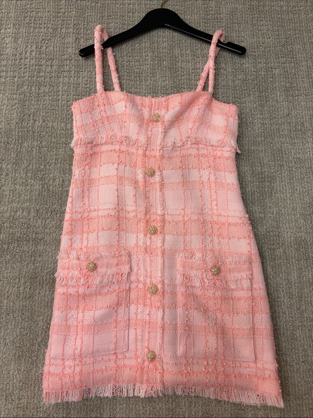 Alexis Pink Tweed Button-Front Sundress